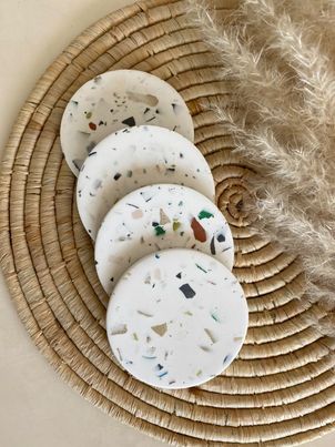 Set of 4 terrazzo effect coasters